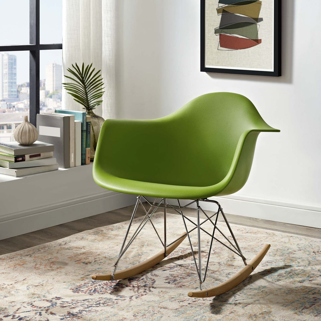 Mid - Century Modern Rocker Plastic Lounge Chair - Corner Reading Chair - BUILDMYPLACE