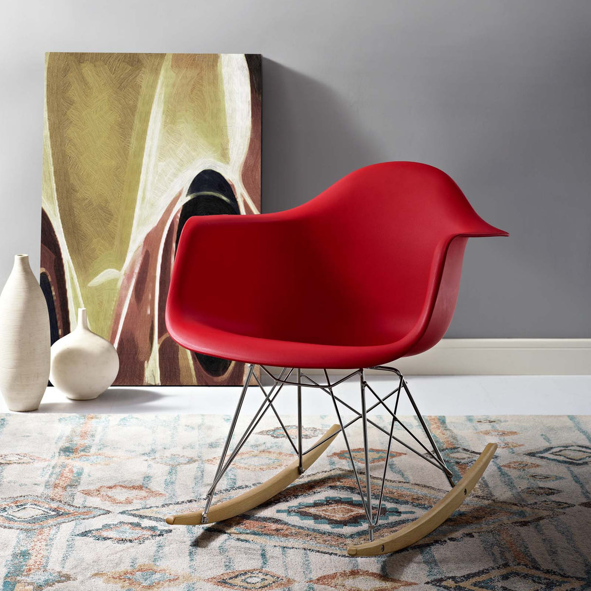 Mid - Century Modern Rocker Plastic Lounge Chair - Corner Reading Chair - BUILDMYPLACE