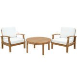 Marina 3 Piece Outdoor Patio Teak Set W/ Coffee Table - BUILDMYPLACE