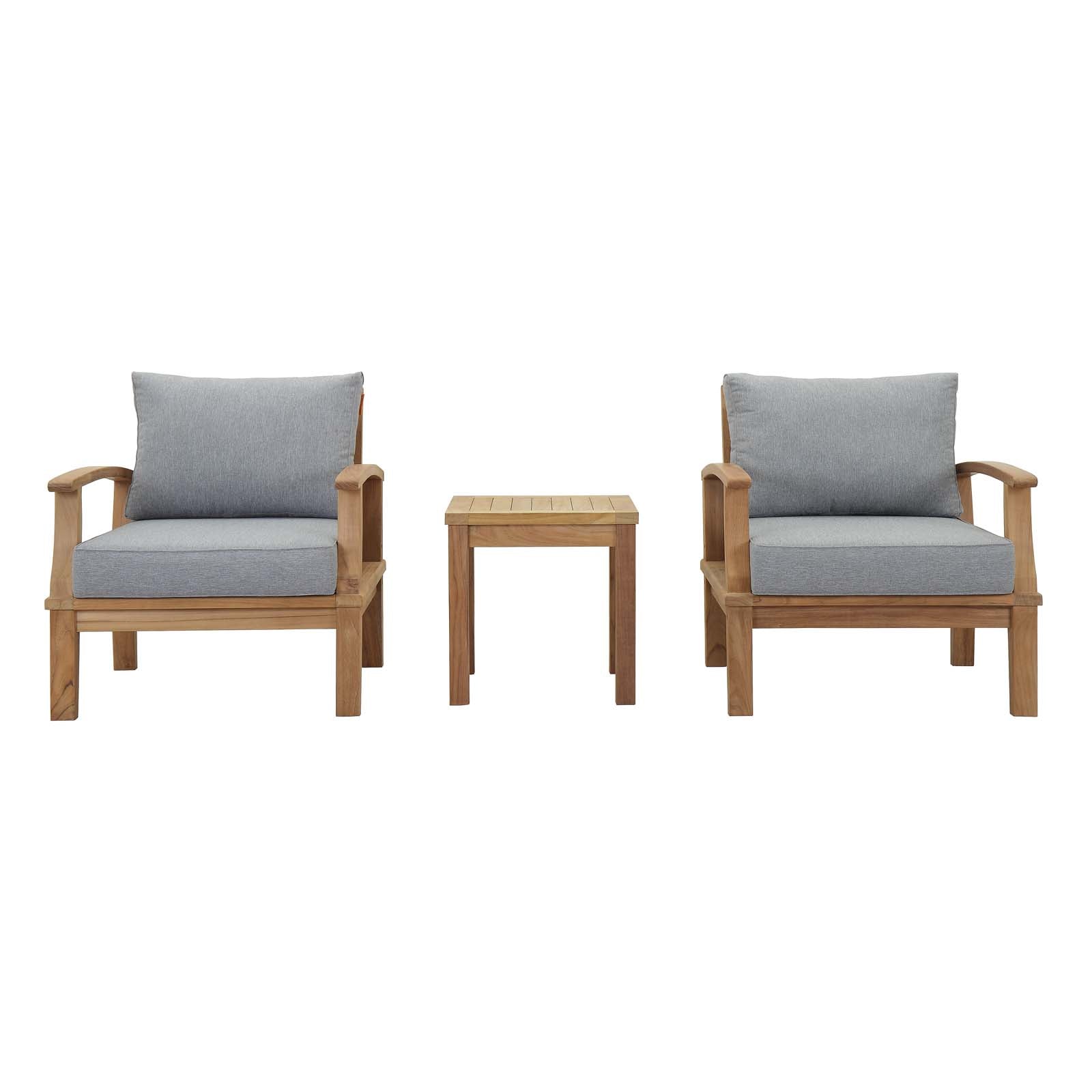 Marina 3 Piece Outdoor Patio Teak Set with Side Table