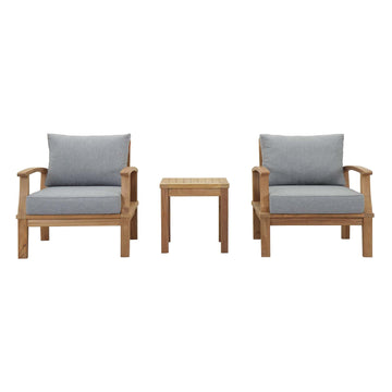Marina 3 Piece Outdoor Patio Teak Set with Side Table