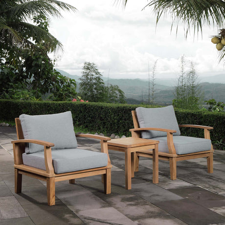 Marina 3 Piece Outdoor Patio Teak Set with Side Table - BUILDMYPLACE