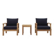 Marina 3 Piece Outdoor Patio Teak Set with Side Table - BUILDMYPLACE