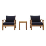 Marina 3 Piece Outdoor Patio Teak Set with Side Table - BUILDMYPLACE