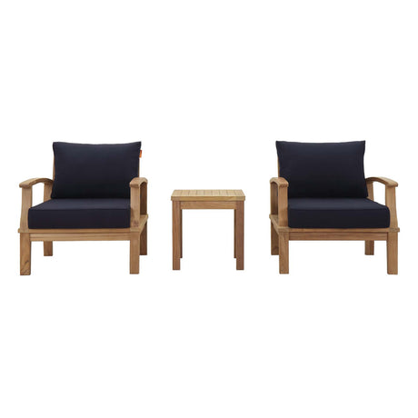 Marina 3 Piece Outdoor Patio Teak Set with Side Table - BUILDMYPLACE