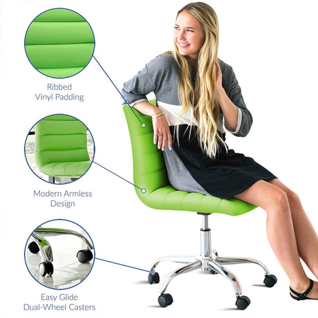 Modway Ripple Armless Mid Back Vinyl Swivel Computer Desk Office Chair - Computer Chair - BUILDMYPLACE