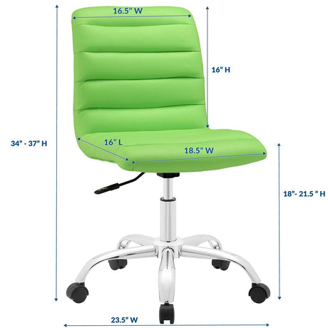 Modway Ripple Armless Mid Back Vinyl Swivel Computer Desk Office Chair - Computer Chair - BUILDMYPLACE