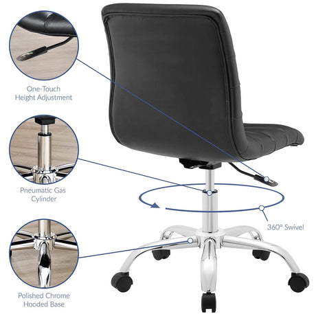 Modway Ripple Armless Mid Back Vinyl Swivel Computer Desk Office Chair - Computer Chair - BUILDMYPLACE