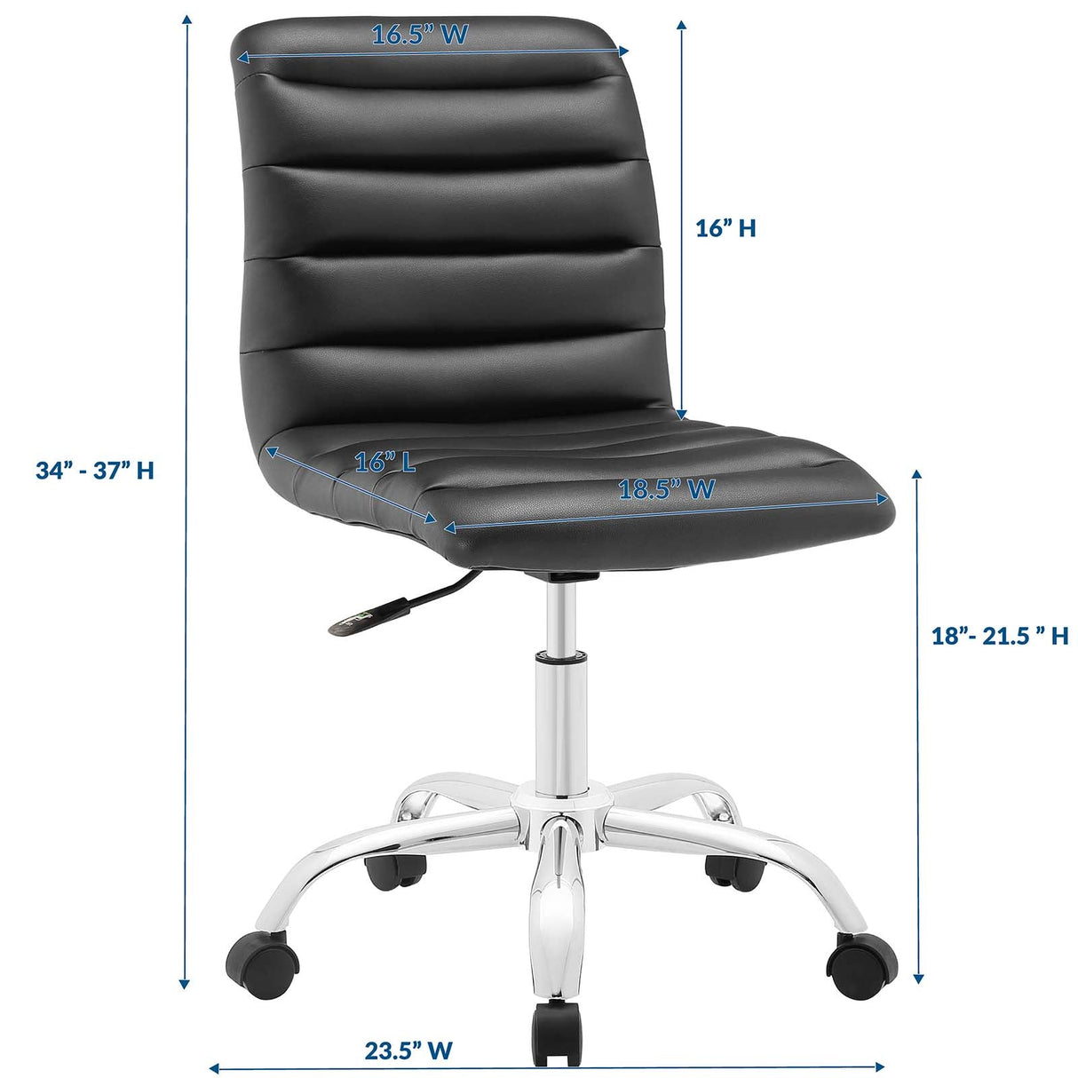 Modway Ripple Armless Mid Back Vinyl Swivel Computer Desk Office Chair - Computer Chair - BUILDMYPLACE