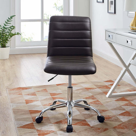 Modway Ripple Armless Mid Back Vinyl Swivel Computer Desk Office Chair - Computer Chair - BUILDMYPLACE