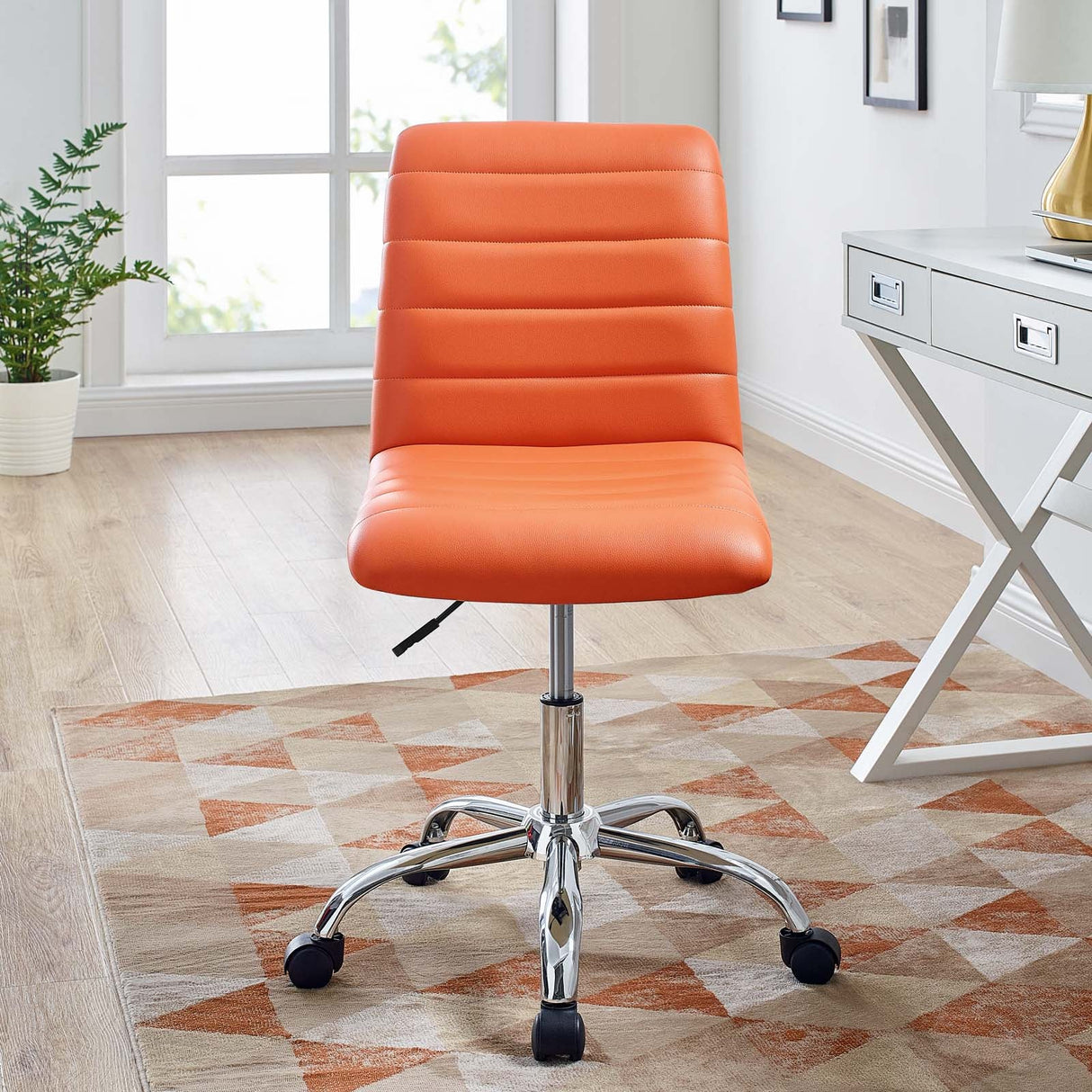 Modway Ripple Armless Mid Back Vinyl Swivel Computer Desk Office Chair - Computer Chair - BUILDMYPLACE