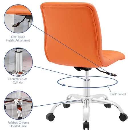 Modway Ripple Armless Mid Back Vinyl Swivel Computer Desk Office Chair - Computer Chair - BUILDMYPLACE