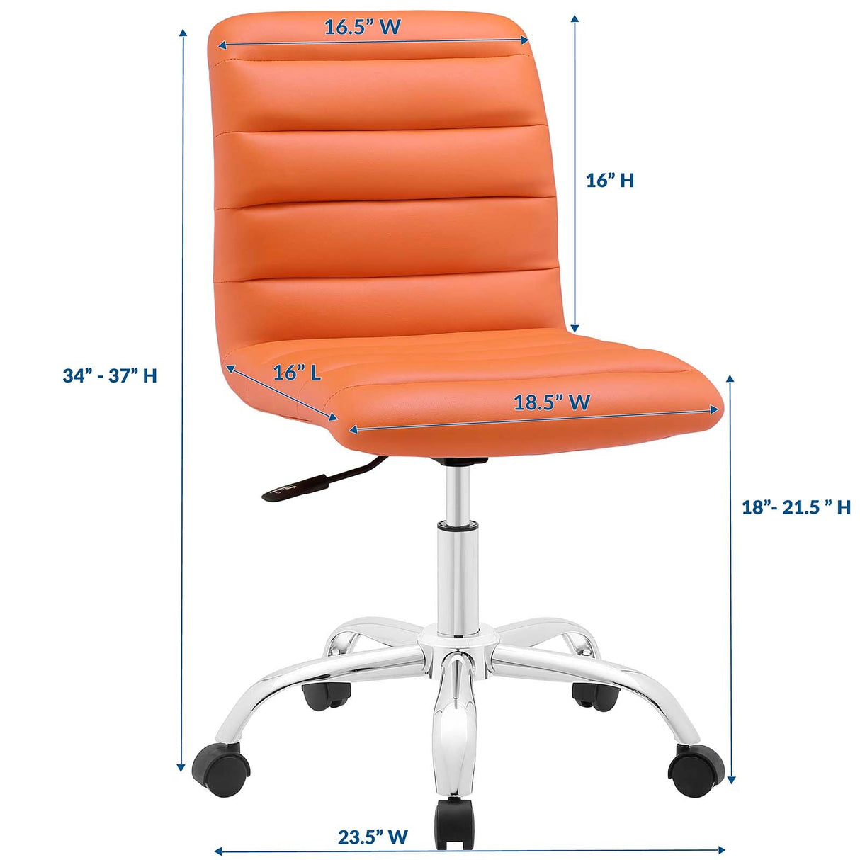 Modway Ripple Armless Mid Back Vinyl Swivel Computer Desk Office Chair - Computer Chair - BUILDMYPLACE