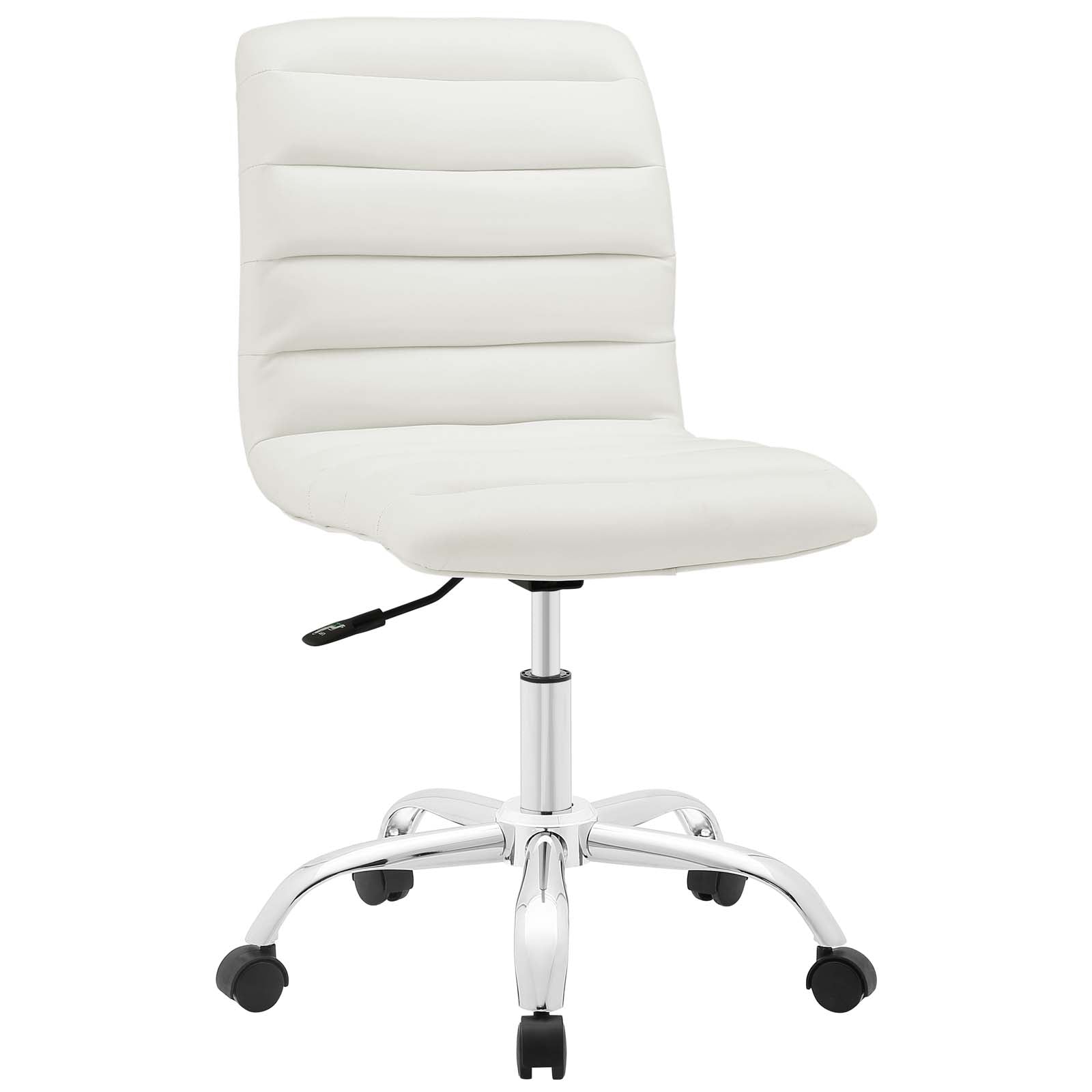 White Ripple Armless Mid Back Vinyl Office Chair
