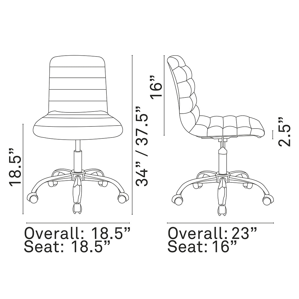 Modway Ripple Armless Mid Back Vinyl Swivel Computer Desk Office Chair - Computer Chair - BUILDMYPLACE