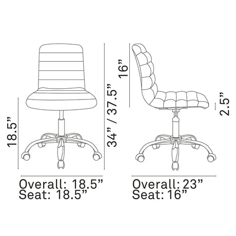 Modway Ripple Armless Mid Back Vinyl Swivel Computer Desk Office Chair - Computer Chair - BUILDMYPLACE