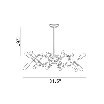 Industrial Modern Tagmata Ceiling Pendant Chandelier - 110V - UL Listed - Black