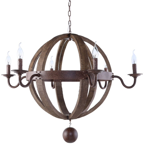 Vintage Catapult Wood Chandelier - 110 volts - 150 watts - Antique Brass - UL Listed - BUILDMYPLACE