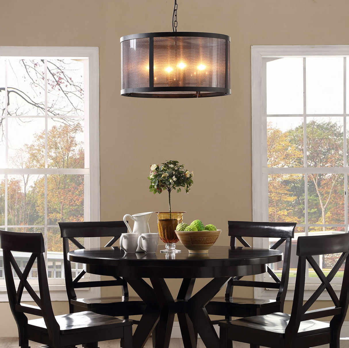 Steel Metal Frost Ceiling Light Pendant Chandelier - Black - Frosted - BUILDMYPLACE