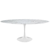 Lippa 78" Oval Artificial Marble Dining Table - Contemporary Modern Dining Table Set - BUILDMYPLACE