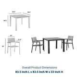 Maine 3 Piece with Armchair Outdoor Patio Dining Set - BUILDMYPLACE