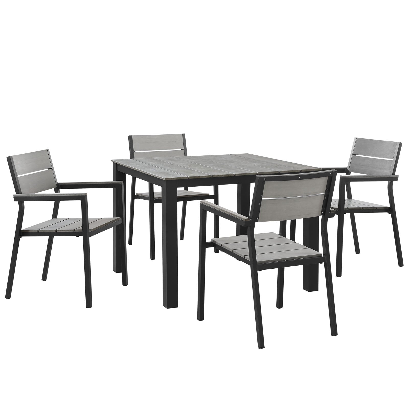 Maine 5 Piece With 40" Table outdoor Patio Dining Set - Wooden Dining Room Table