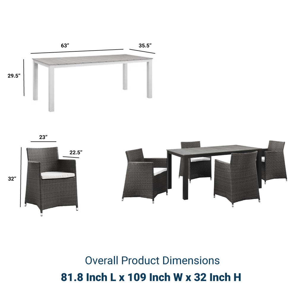 Junction 28" Outdoor Patio Dining Set - 5-Piece - Dining Table With Aluminium Frame - BUILDMYPLACE