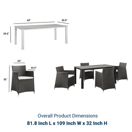 Junction 28" Outdoor Patio Dining Set - 5-Piece - Dining Table With Aluminium Frame - BUILDMYPLACE