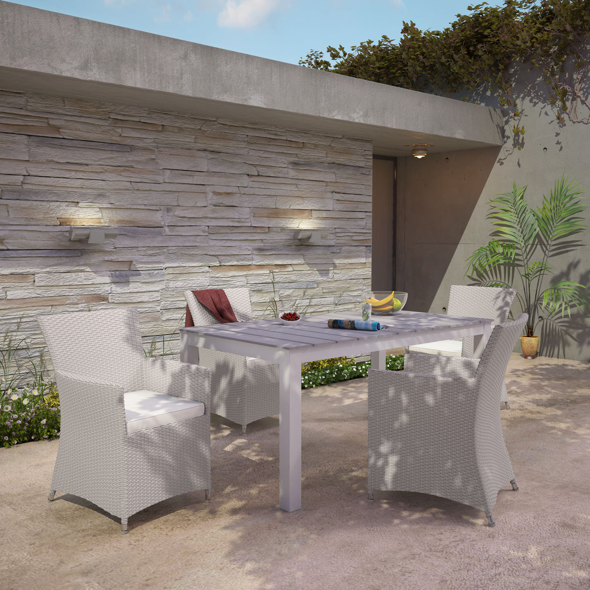 Junction 28" Outdoor Patio Dining Set - 5-Piece - Dining Table With Aluminium Frame - BUILDMYPLACE
