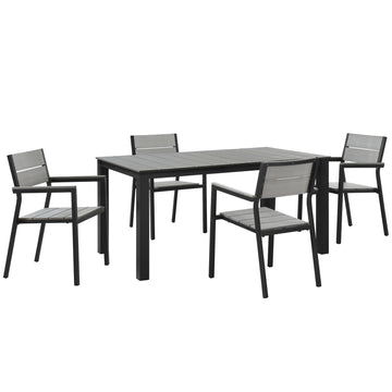 Maine 5 Piece With 63" Table outdoor Patio Dining Set - Wooden Dining Room Table