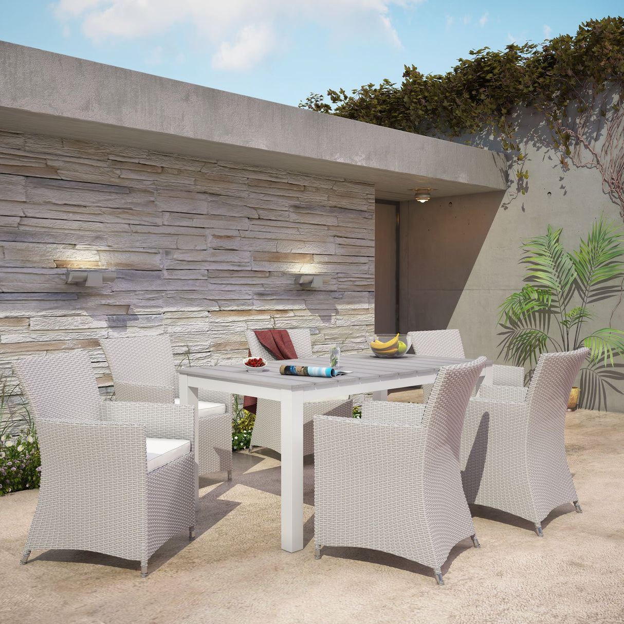 Junction 28" Outdoor Patio Dining Set - 5-Piece - Dining Table With Aluminium Frame - BUILDMYPLACE