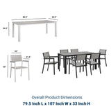 Maine 7 Piece With 63" Table outdoor Patio Dining Set - Wooden Dining Room Table - BUILDMYPLACE