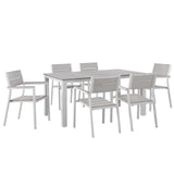 Maine 7 Piece With 63" Table outdoor Patio Dining Set - Wooden Dining Room Table - BUILDMYPLACE