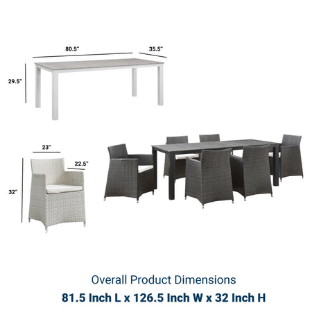 Junction 80" Outdoor Patio Dining Set - 7 - Piece  - Dining Table With Aluminium Frame - BUILDMYPLACE