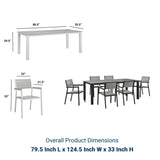 Maine 7 Piece outdoor Patio Dining Set - Wooden Dining Room Table - BUILDMYPLACE