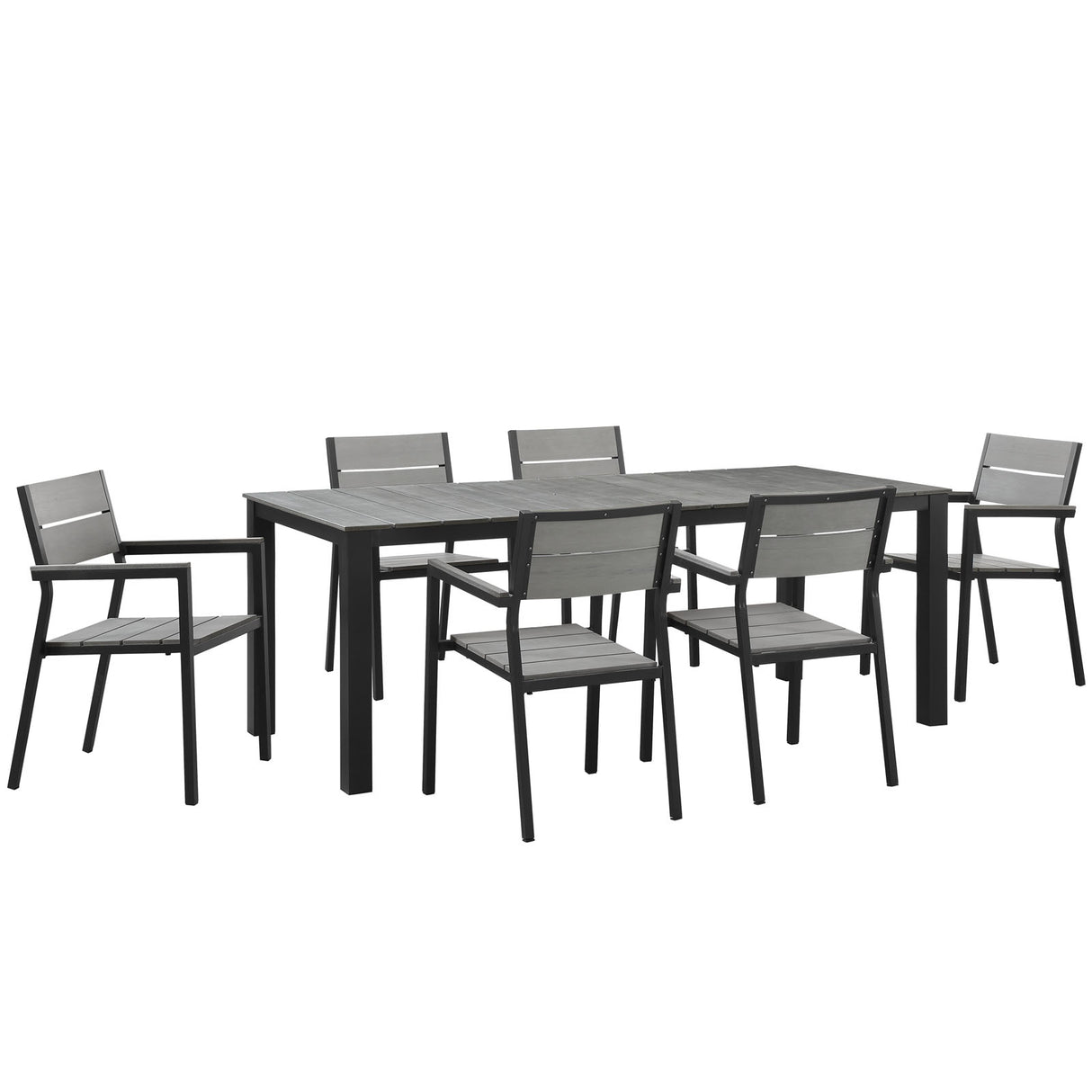 Maine 7 Piece outdoor Patio Dining Set - Wooden Dining Room Table - BUILDMYPLACE