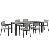 Maine 7 Piece outdoor Patio Dining Set - Wooden Dining Room Table - BUILDMYPLACE