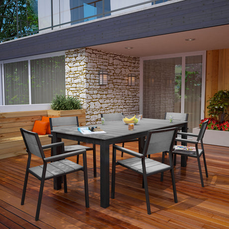 Maine 7 Piece outdoor Patio Dining Set - Wooden Dining Room Table - BUILDMYPLACE