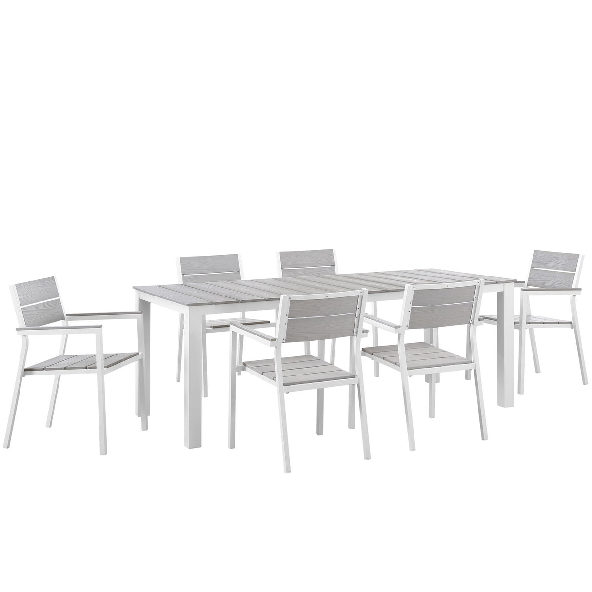 Maine 7 Piece outdoor Patio Dining Set - Wooden Dining Room Table - BUILDMYPLACE