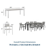 Maine 9 Piece outdoor Patio Dining Set - Wooden Dining Room Table - BUILDMYPLACE