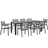 Maine 9 Piece outdoor Patio Dining Set - Wooden Dining Room Table - BUILDMYPLACE
