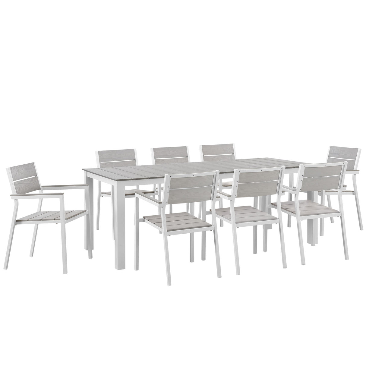 Maine 9 Piece outdoor Patio Dining Set - Wooden Dining Room Table - BUILDMYPLACE
