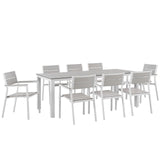 Maine 9 Piece outdoor Patio Dining Set - Wooden Dining Room Table - BUILDMYPLACE
