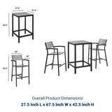 Maine 3 Piece 2 Bar Stool Outdoor Patio Dining Set - BUILDMYPLACE