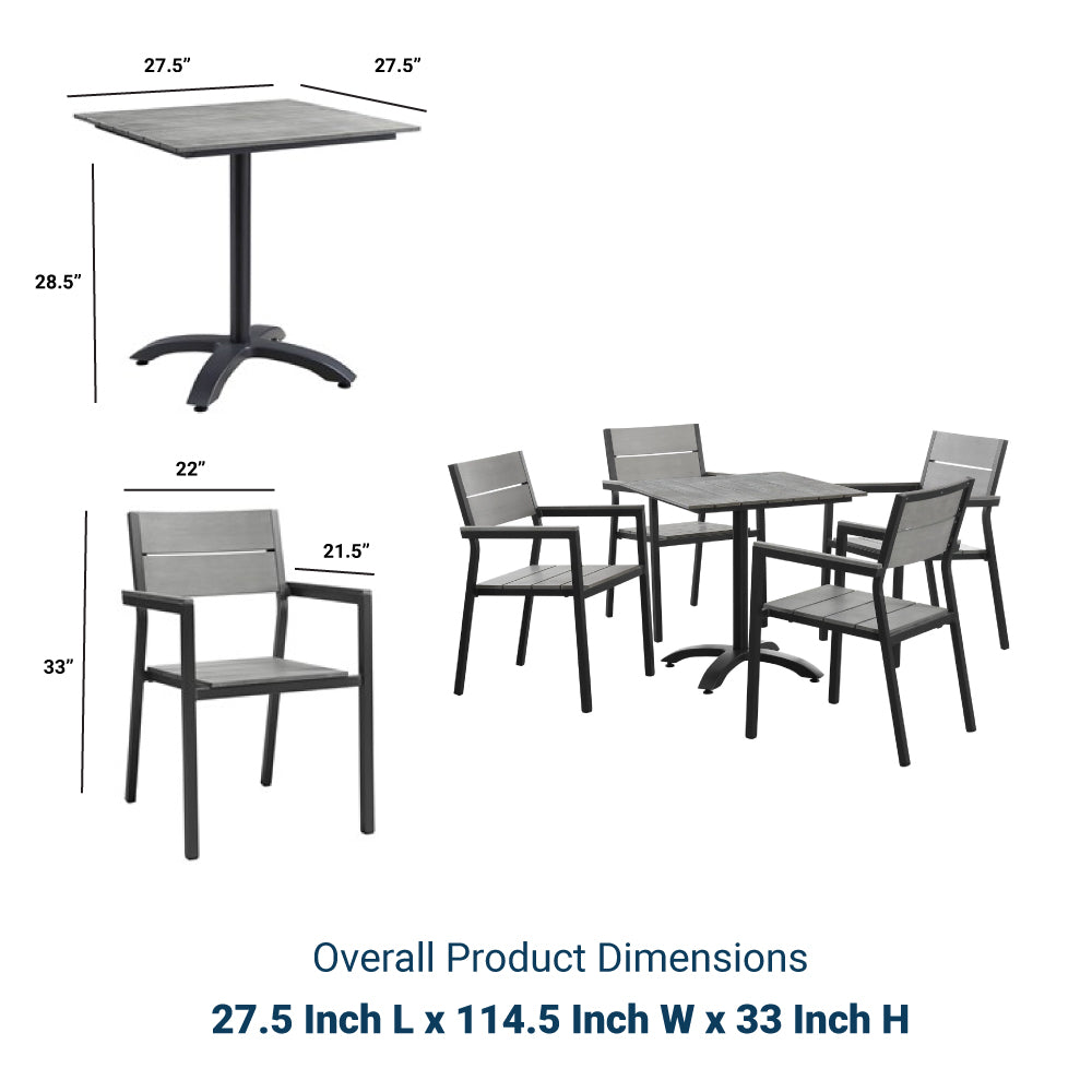 Maine 5 Piece Outdoor Patio Dining Set - BUILDMYPLACE