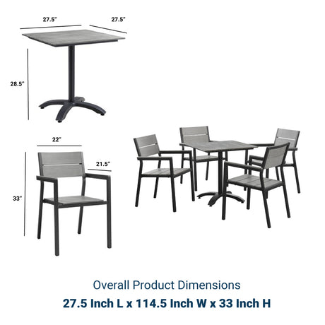 Maine 5 Piece Outdoor Patio Dining Set - BUILDMYPLACE