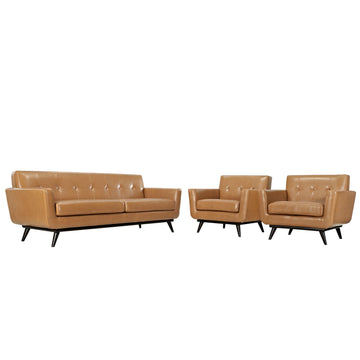 Engage Living Room Set In Leather