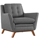 Modern Accent ArmChair With Upholstered Fabric Chair - Tapered Wood Legs Comfy Chairs - BUILDMYPLACE