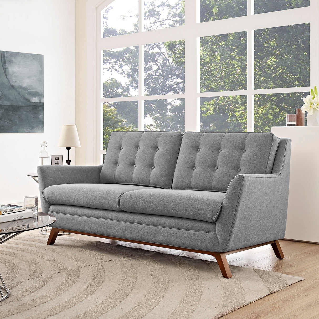 Beguile Upholstered Fabric Loveseat - BUILDMYPLACE