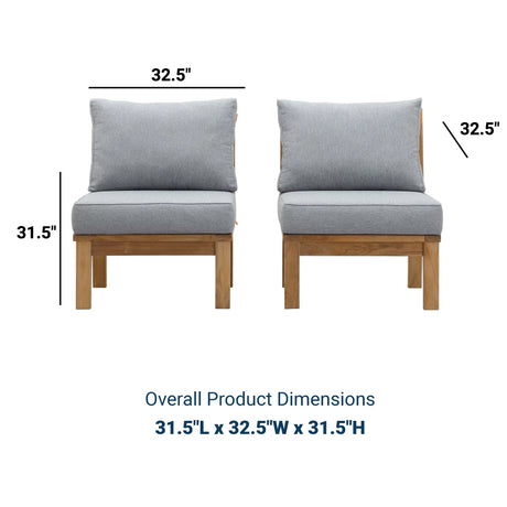 Marina 2 Piece W/ Middle Sofa Outdoor Patio Teak Set - BUILDMYPLACE